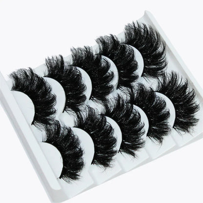 Thick Dramatic Faux Mink Eyelashes | 5 Pairs of Fluffy 3D Lashes for Dramatic Volume