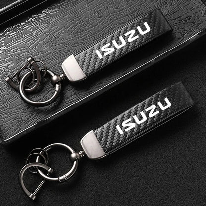 Isuzu Dmax Keychain with Microfiber Leather | Carbon Fiber Style Key Ring
