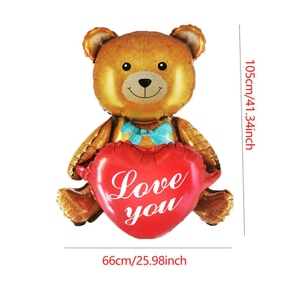 Heart to Heart Love Bear Balloon | Valentine's Day Decor with Stand