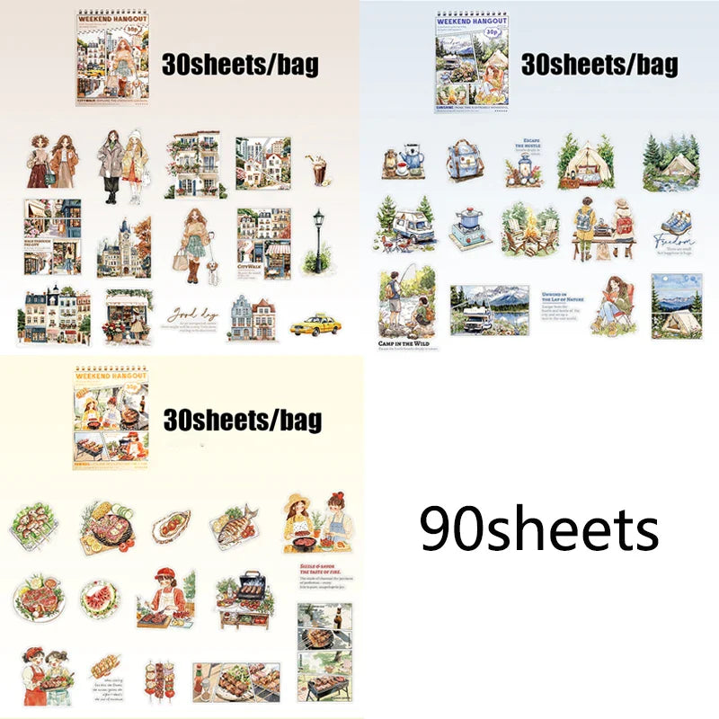 Cartoon PET Sticker Packs for DIY Crafts | 90-Piece Set