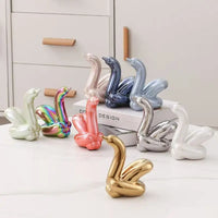 13.4cm Mini Créatif Ballon Cygne Abstrait Céramique Ornement Sculpture Bureau Statue Maison Bureau Accessoires Décoration Cadeau