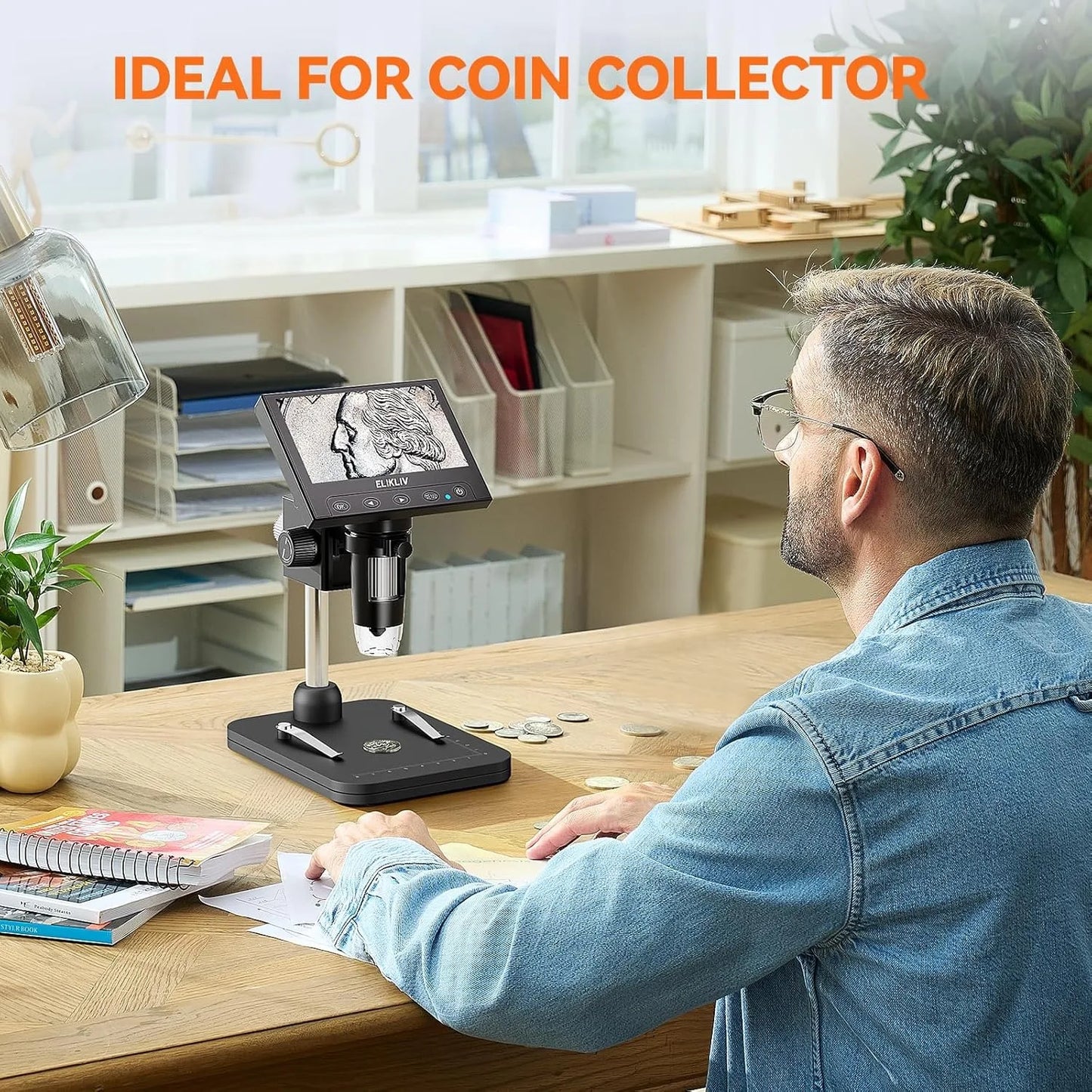 4.3 Inch LCD Digital Microscope 1000X Coin Repair Camera with LED for PC