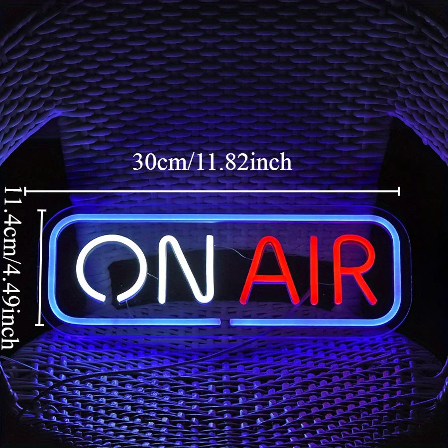 Enseigne néon ON AIR, veilleuse LED néon, alimentée par USB pour chambres, bars, magasins, clubs, garages, maisons, décorations murales d'anniversaire
