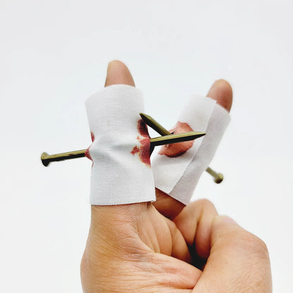 Fake Nail Through Finger Magic Trick | 5-Piece Bloody Prank Prop Set