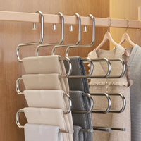 5-Layer Stainless Steel Pant Rack | Multifunctional Non-Slip Clothes Hanger