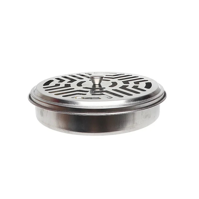 Fireproof Mosquito Coil Box with Serrated Lid | Outdoor Iron Coil Holder for Camping