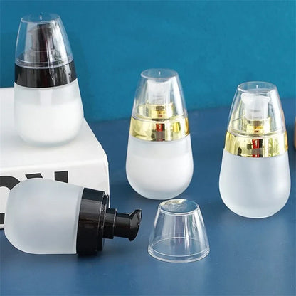 30ml Empty Refillable Frosted Glass Vacuum Bottle | Travel Cosmetic Pump Container