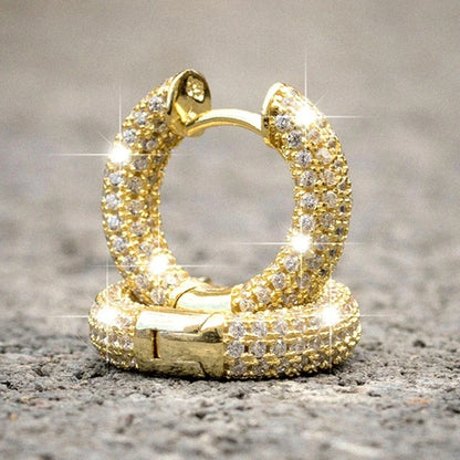 Shiny White Zircon Hoop Earrings | Simple Daily Wear for Women and Men