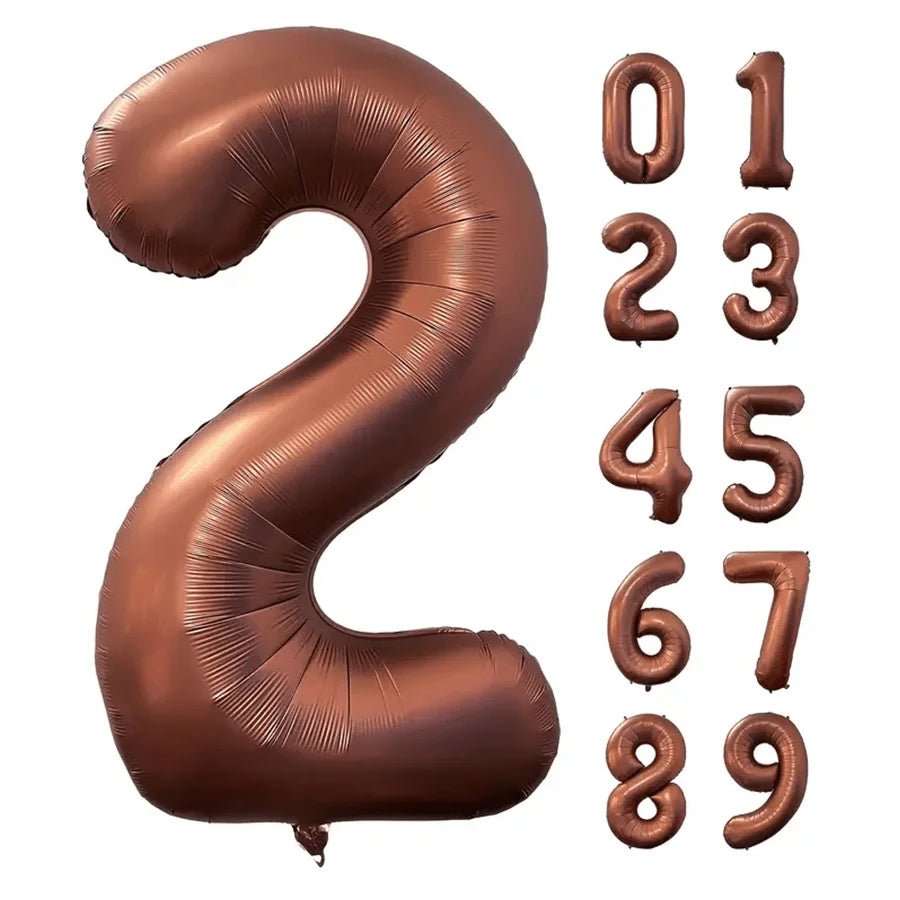 Foil Number Balloons 40 Inch | Brown Birthday Party Decor