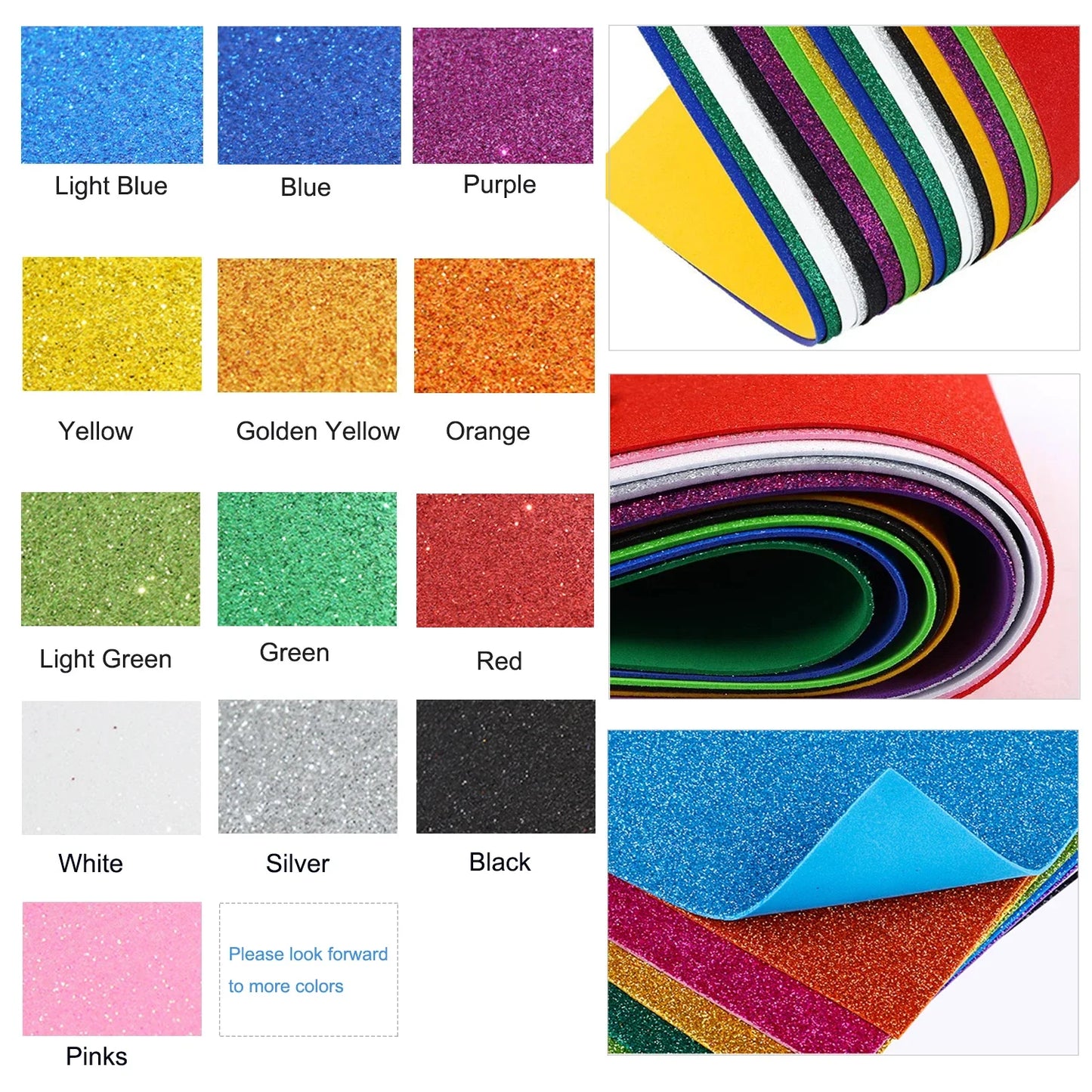 Glitter EVA Foam Sheet 40x60cm | Self-Adhesive Sparkly Foam Paper for DIY Crafts and Decor