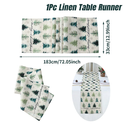 Christmas Tree Table Runner Merry Christmas Decoration 2025 Navidad Natal Xmas Gifts Snowflake Table Cover Happy New Year 2026