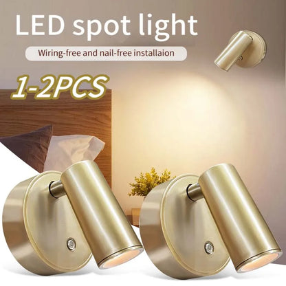Lámpara de pared LED magnética recargable táctil regulable sin cables para mesita de noche