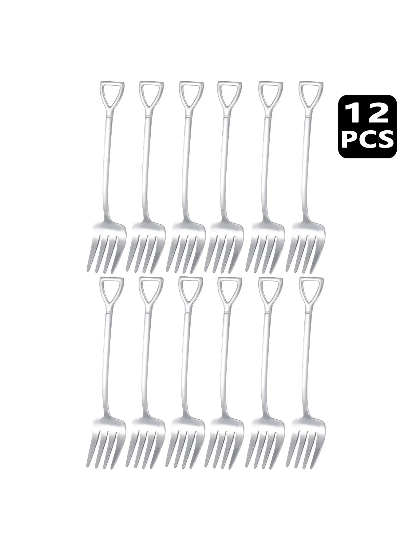 4 8 12 Piece Stainless Steel Dessert Fork Set | Shovel Shaped Small Fruit Fork for Parties