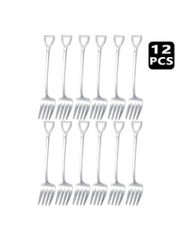 4 8 12 Piece Stainless Steel Dessert Fork Set | Shovel Shaped Small Fruit Fork for Parties