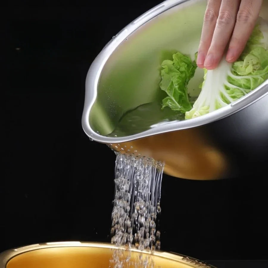 Bol de Lavage de Riz en Acier Inoxydable 304, Passoire à Riz, Passoire à Fruits et Légumes, Ustensiles de Cuisine