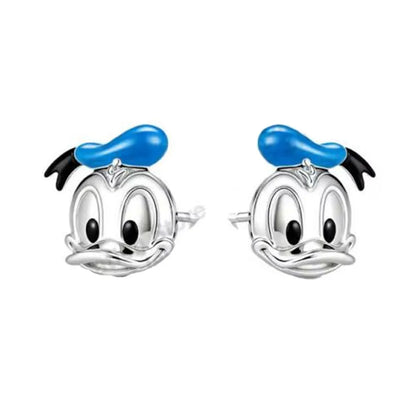 925 Silver Cartoon Duck and Teddy Bear Earrings | Cute Animal Stud Earrings for Women