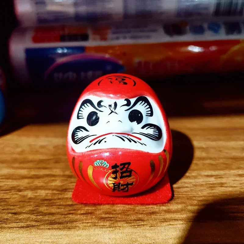 Cerámica Japonesa Daruma Artesanía Gato de la Suerte de Dibujos Animados Adorno de la Fortuna Paisaje Accesorios de Decoración del Hogar Regalos Decoración de la Sala de Estar