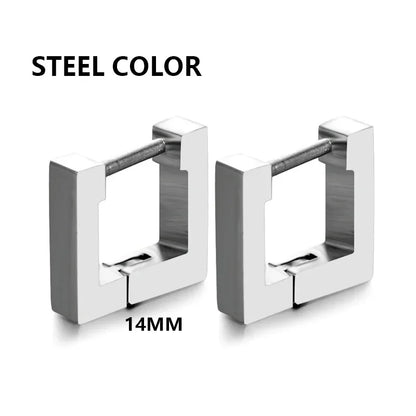 Geometric Stainless Steel Hoop Earrings | Square Triangle Punk Jewelry for Men Women