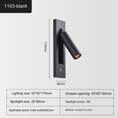 Indoor LED Wall Light Nordic Spot Lights For Bedroom Beside Living Room Hotel Modern Rotation Folding Headboard Reading Lights