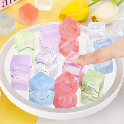 10 Pack Ice Cube Sensory Stress Balls | Mochi Squishies Squeeze Toys for Adults and Kids