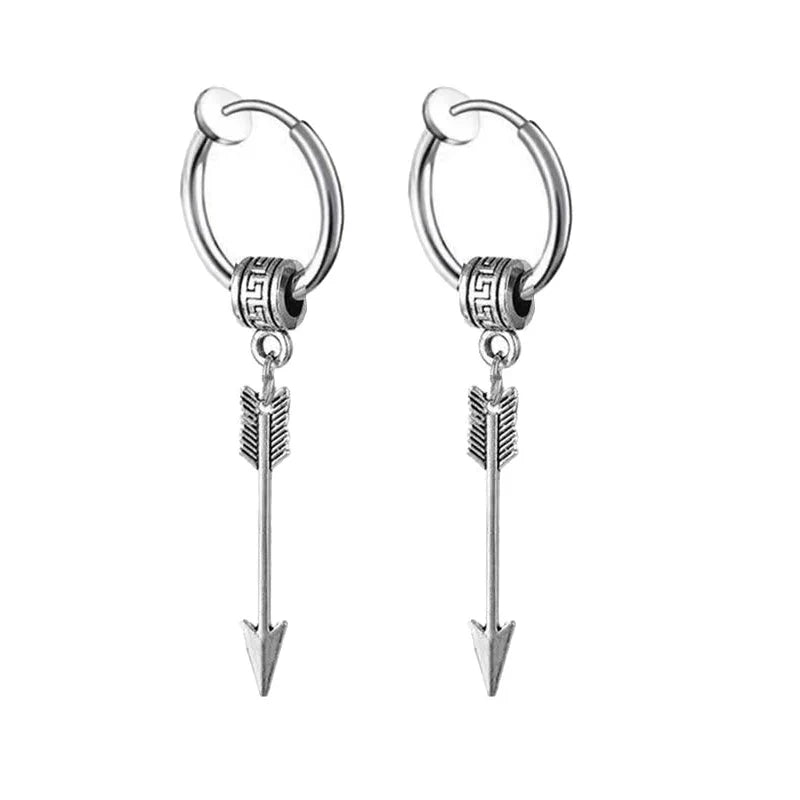 2pc Punk Stainless Steel Arrow Stud Earrings | Unisex Gothic Jewelry