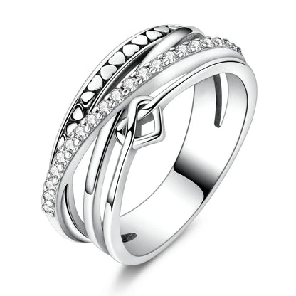 925 Sterling Silver Heart Ring with Cubic Zircon | Geometric Wedding Band for Women
