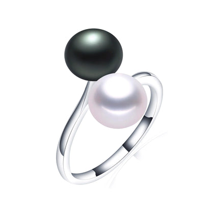 2026 New Arrival Black Natural Freshwater Pearl Ring | Adjustable 925 Sterling Silver Jewelry for Women Gifts