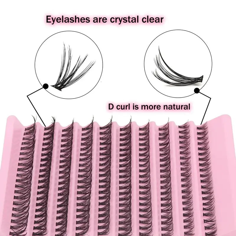 Cluster Eyelashes 200 Pcs DIY Natural Look Wispy Lashes | 9-16mm 40D Curly