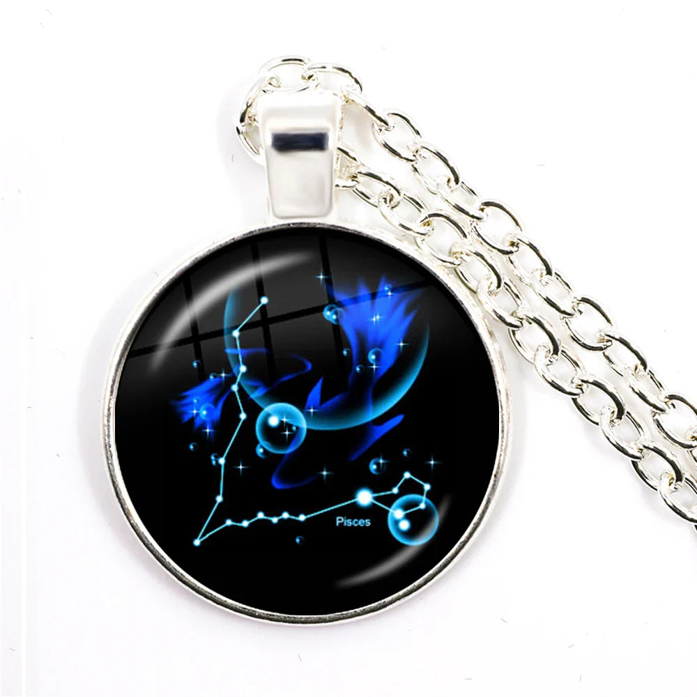 Zodiac Necklace Silver Plated | 12 Constellation Pendant Jewelry