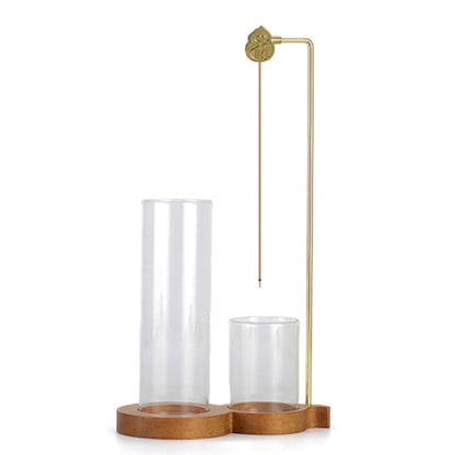 Brûleur d'encens 2 en 1 en forme de calebasse, porte-encens anti-cendres avec récupérateur de cendres en verre et rangement pour encens, pour yoga, méditation, spa