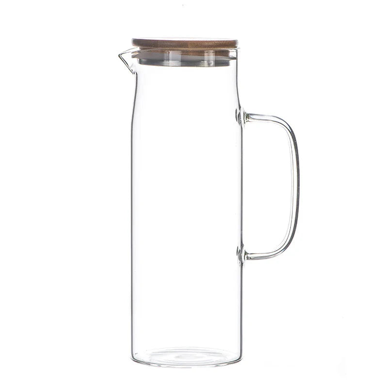 Nouvelle bouilloire en verre épaissi de 1000 ml/1500 ml avec couvercle en bambou et filtre, peut être ajoutée à la bouilloire pour jus et café