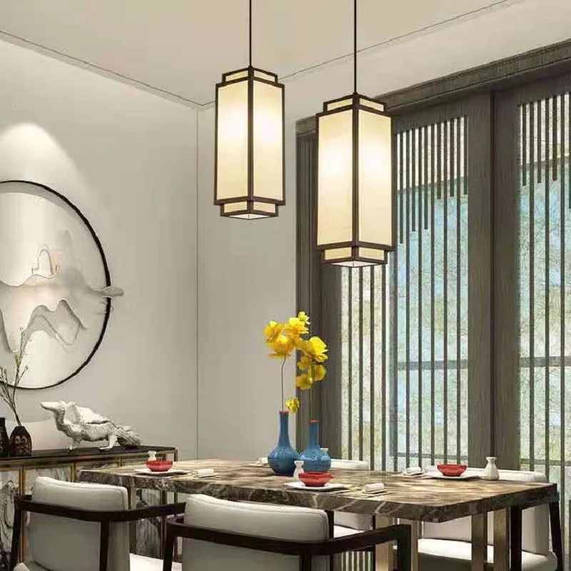 Nouveaux pendentifs chinois pour salon, salle à manger, allée, entrée, luminaires en tissu pour plafonnier moderne