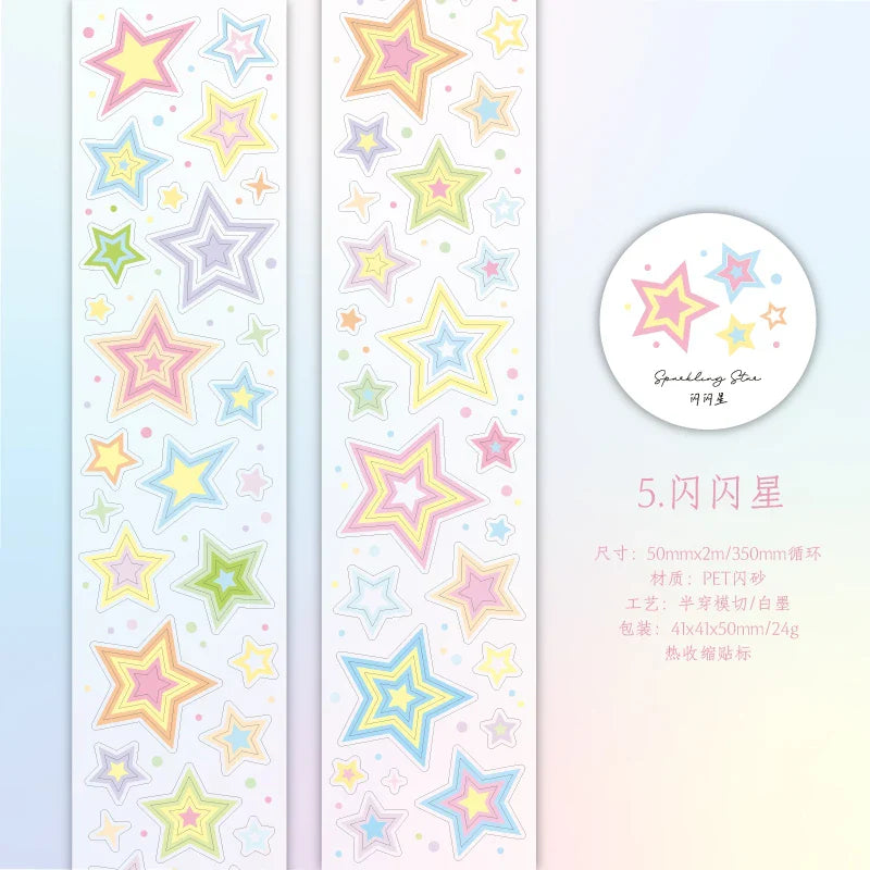 Star Cloud Masking Tape 5x200cm | Decorative Scrapbooking Tape Roll