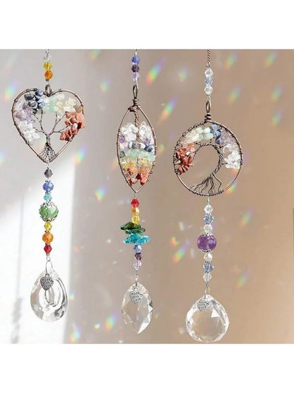 Attrape-soleil en cristal Arbre de Vie pour fenêtres, décorations à suspendre avec prismes pour la maison, l'intérieur, l'extérieur, la voiture, créant des arcs-en-ciel