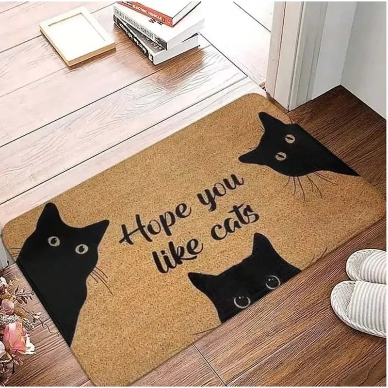Tapis de porte d'entrée motif chat mignon, tapis de bienvenue, tapis de sol antidérapant pour salle de bain, cuisine, tapis lavable pour chambre à coucher, décoration d'intérieur, petit tapis