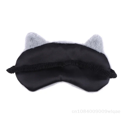 Solid Color Plush Sleep Mask for Naps | 3D Cute Blackout Eye Cover with Adjustable Strap