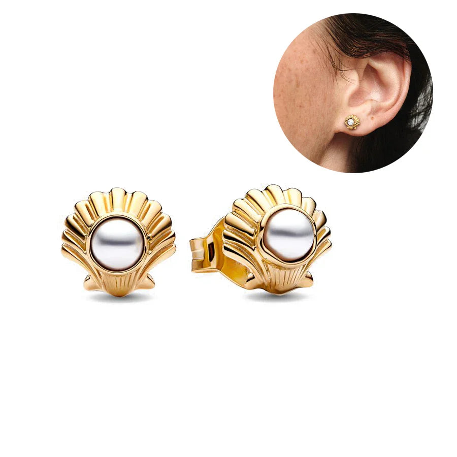 925 Silver Hoop Earrings with Shell and Heart Pendant | Fine Jewelry for Women