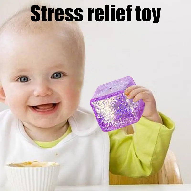 Maltose Cube Stress Squeeze Toy | Slow Rebound Polar Light Colorful TPR Block