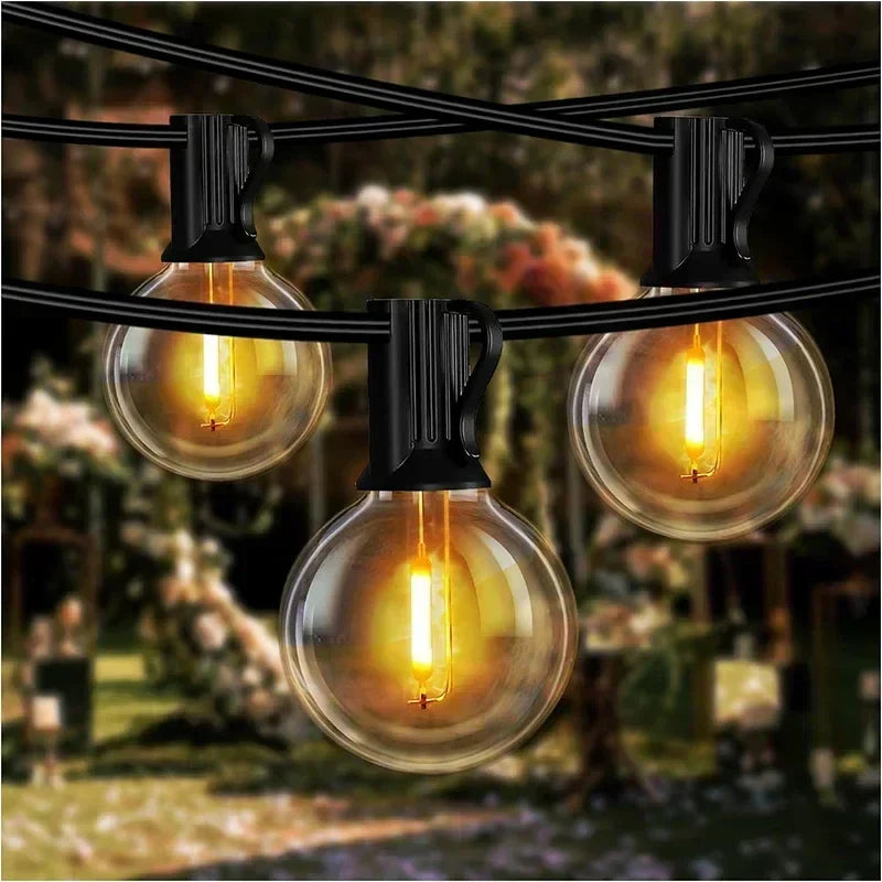 G40 Solar String Lights Outdoor 8 Modes Globe Bulb Waterproof Patio Garden Decor