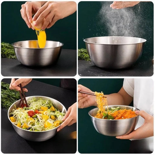 17-25cm Acero Inoxidable Dorado Y Plateado Ensaladera Cuenco Para Arroz Fideos Lamian Vajilla De Cocina Recipiente Para Comida