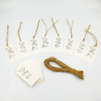 8cm Large 50Pcs/Set Skeleton Key Bottle Opener With Tag Card Twine Suitable For Wedding Gift, Baby Shower Party Gifts