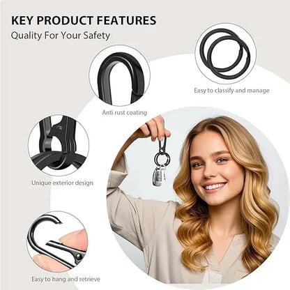 Metal Keychain Clip Hook | Double Loop Key Ring Holder for Car Keys