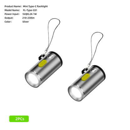 Mini Type-C LED Flashlight | Rechargeable Portable Keychain Light
