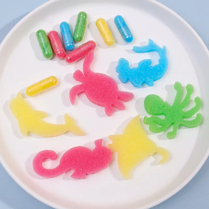 3Pcs Expanding Sponge Capsule Toys | Dinosaur and Sea Animal Bath Puzzles
