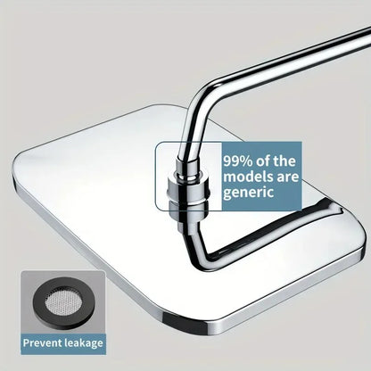 14" High Pressure Rain Shower Head Top Spray 360° Swivel Water Saving Flow