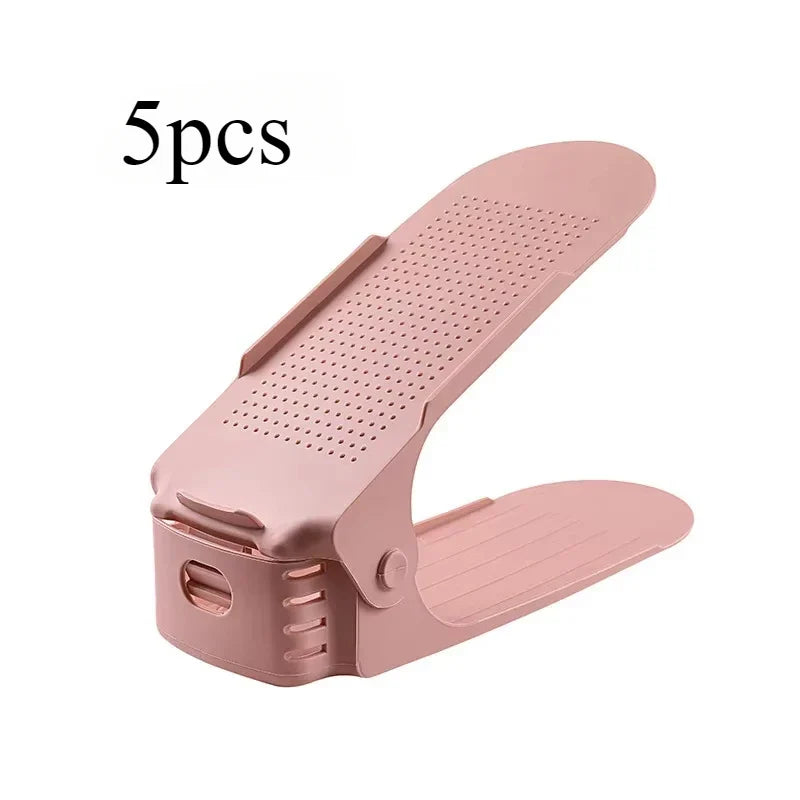 5/10Pcs Adjustable Shoe Stacker Shoe Slots Organizer Shoe Slots Space Saver Double Deck Shoe Rack Holder For Closet Organization