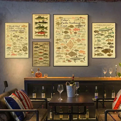 ACE Fishing Fish Sea Poster Mural Affiches et Posters Maison Salon Chambre Décoration Art Bar Café Tableau sans Cadre Affiche