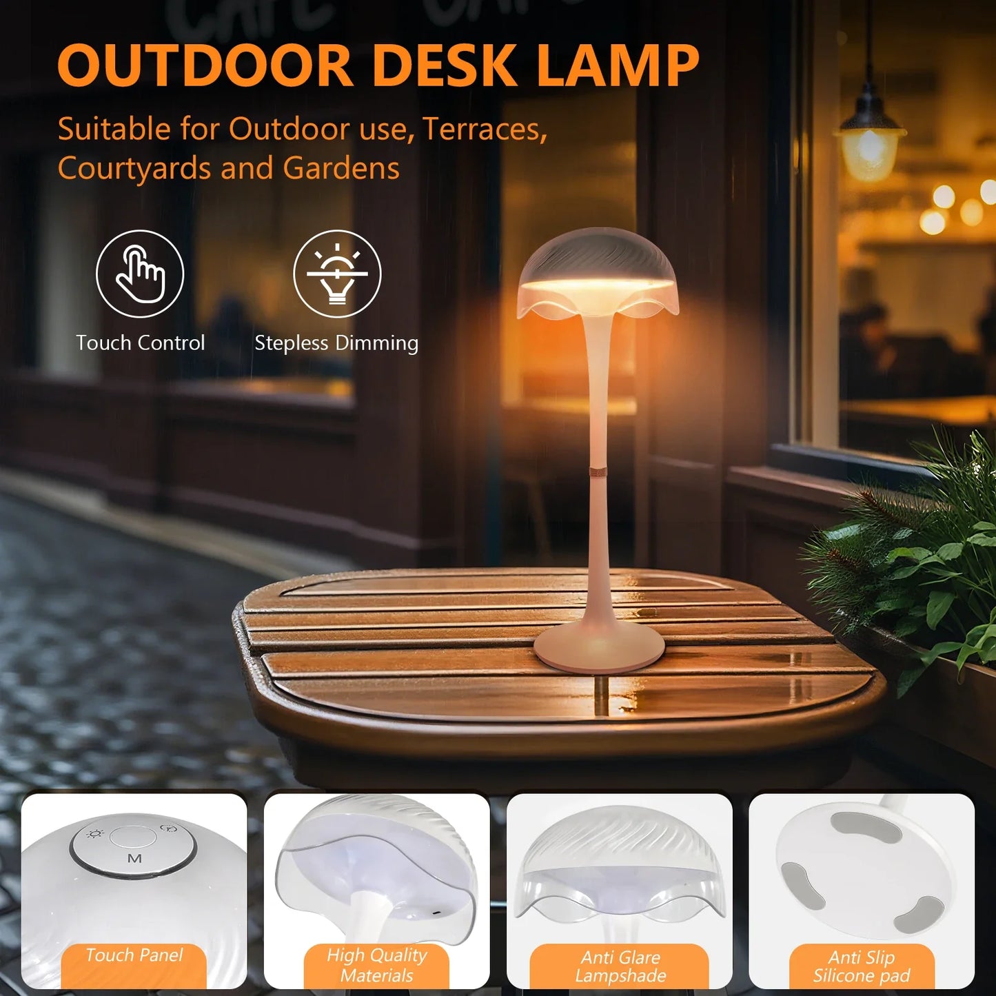 RGB Touch Desk Lamp Rechargeable Eye Care Bedside Night Light for Bedroom