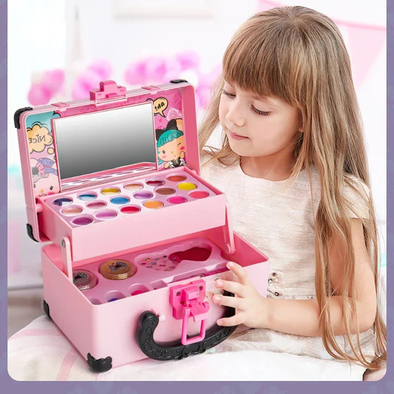 Kids Princess Makeup Kit Washable Non Toxic Cosmetic Set with Case