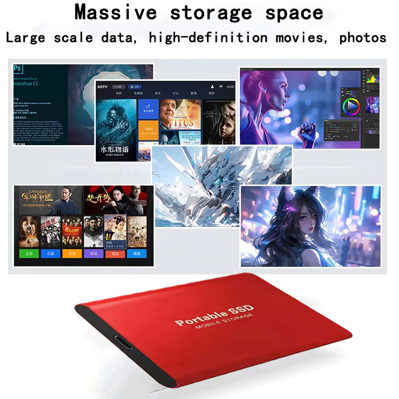 Unidad de estado sólido portátil de 2 TB (SSD) con USB 3.1 y USB-C